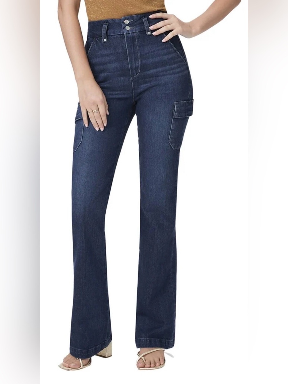 PAIGE Dion Gracie Lou Flare Cargo Jeans Sz 27